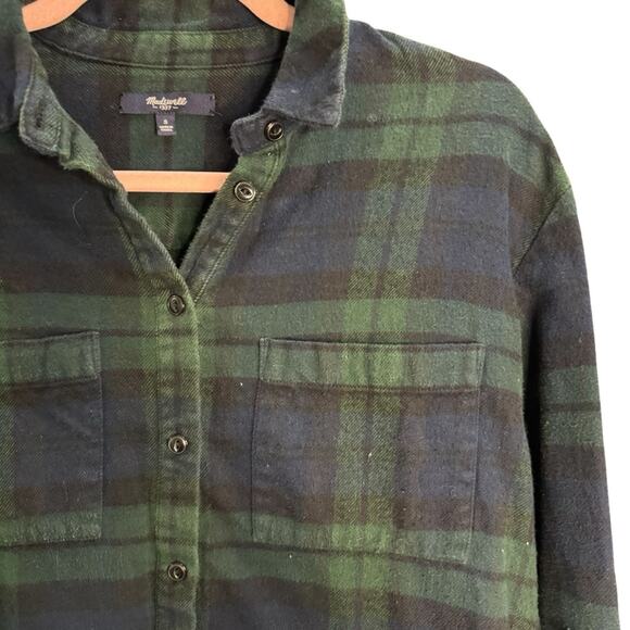 Madewell Oversized Boyshirt Dark Plaid Flannel Button Down Shirt - Picture 5 of 8